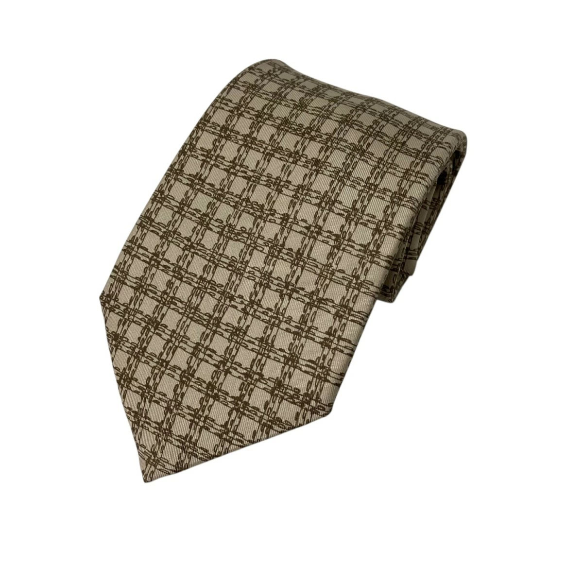 HERMES Used  Leaf Pattern Tie Beige - image 1