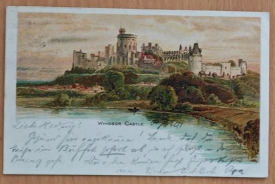 Windsor Castle 1901 Early British Postcard Queen Victoria Stamp Leipzig AK used