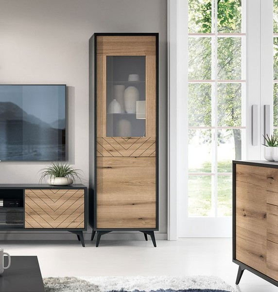 Vitrine Diamond Standvitrine 53,5Cm Evoke Oak Schwarz-image