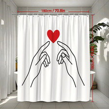 Minimalist Red Heart Shower Curtain for Bathroom Decor