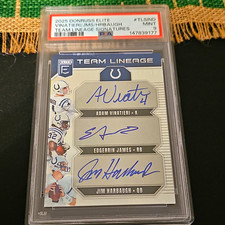 Panini 2025 Elite Team Lineage Signatures Vinatieri/James/Harbaugh /15