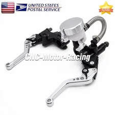7/8" 22MM CNC Hydraulic Master Cylinder Reservoir Levers Brake Cable Motorcycle