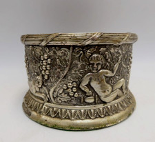 SILVER PLATED EMBOSSED GRAPEVINE PUTTI LION BOTTLE STAND COASTER CORBELL & CO