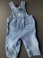 vintage embroidered Denim Overalls Baby Flower Details Y2K