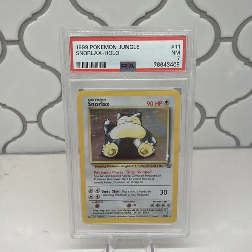 1999 Pokemon Jungle Snorlax Holo No Symbol Error #11 PSA 7 NM Vintage Rare