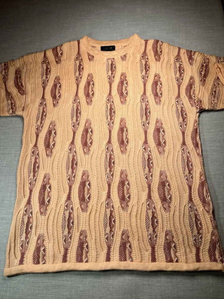 Coogi Australia Vintage Jumper Short Sleeve Apricot Sweater Men’s XXXL [170e.] - Image 2 of 4