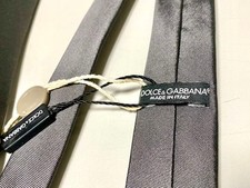 Dolce & Gabbana Tie Gray Satin Narrow 36-37cm Unused in OPP Bag