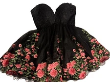 Camille La Vie Tulle Strapless Sweetheart Formal Homecoming Dress Embroidered