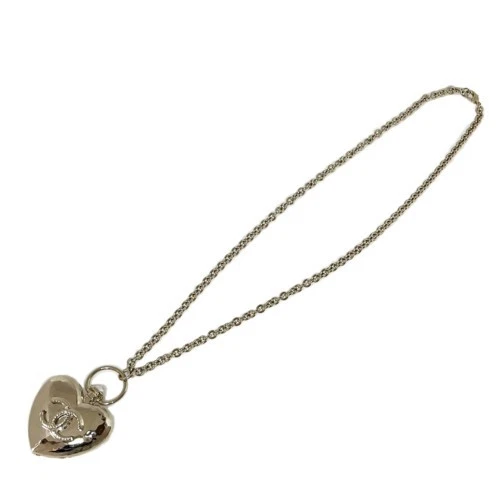 Collana medaglione CHANEL CC logo cuore perle AB7531 B22C placcato oro con scatola