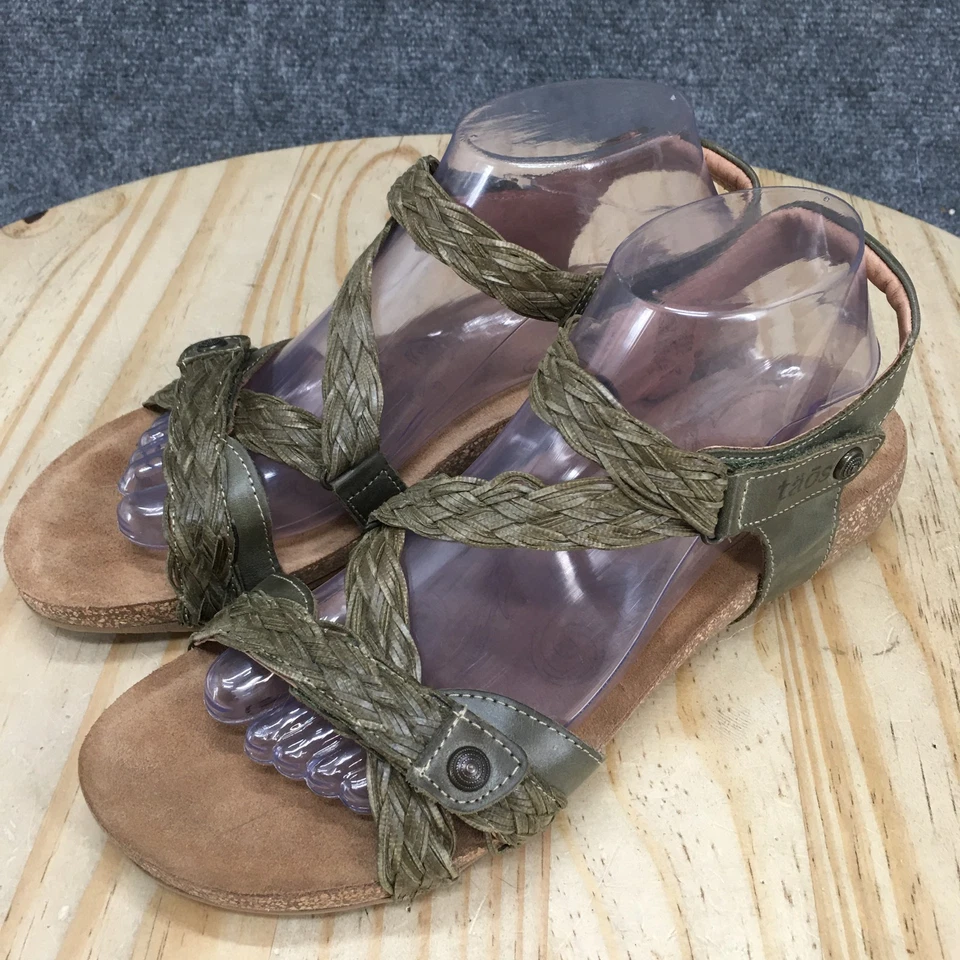 Sandalias Taos para mujer 10-10,5 verde oliva Trulie con tiras de cuero cómodas Foto 4 de 4