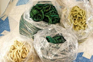 Rug Hooking Wool Strips, Shades of Green, Beige,1/4 in. Wide, Approx. 1.50 lbs.