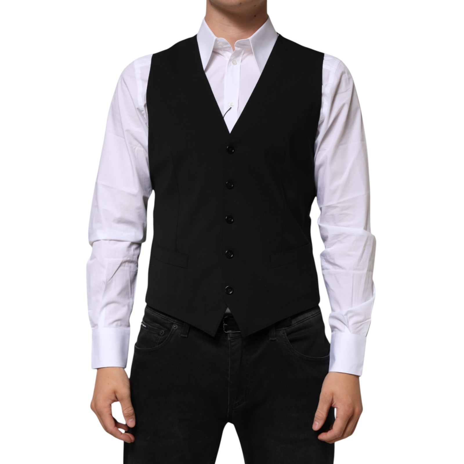 DOLCE & GABBANA Vest Black Wool Dress Formal Men Waistcoat IT48/US38/M 2320usd