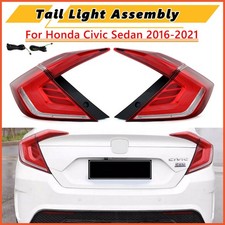 Red Fits 2016-2021 Honda Civic Sedan Led Tail Lights W Sequential Signal Lamp