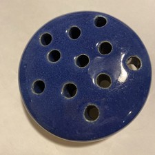Vtg Flower Frog Weller Pottery 4" Ocean Blue 11 Holes