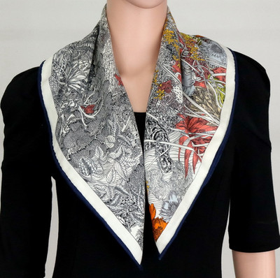 75% Cashmere 25% Silk Bandana Shawl Neckerchief rainforest Print Scarf 26'' new
