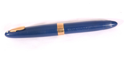 1950's Sheaffer Statesman Fountain Pen Persian Blue Snorkel 14K Gold Nib WORKS!