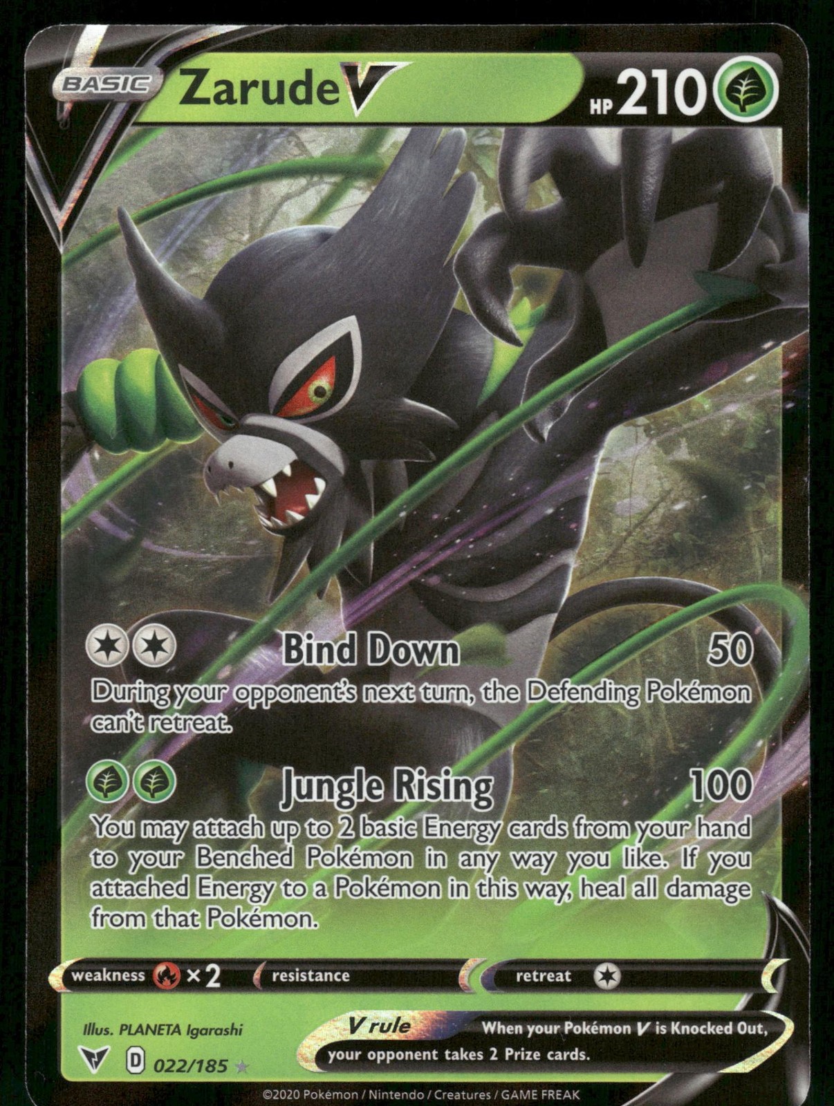 Zarude V 022/185 Holo V Rare Vivid Voltage Pokemon Holo Near Mint