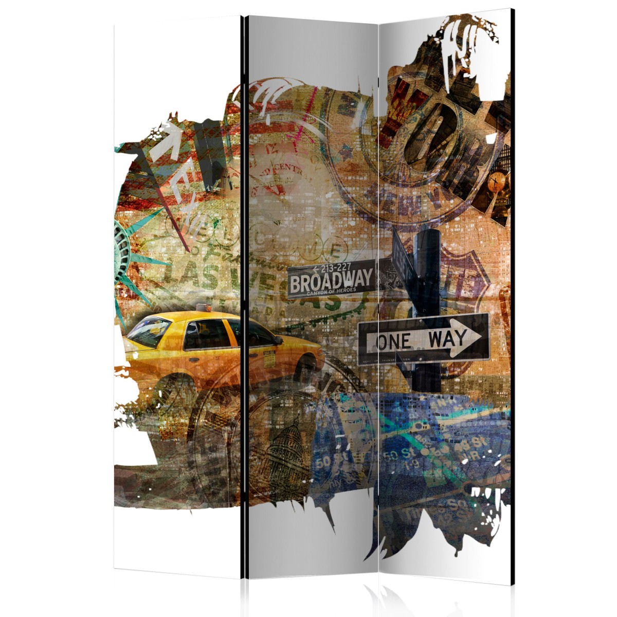 Paravent 3 volets New York style industriel et grand séparateur de pièce en toile