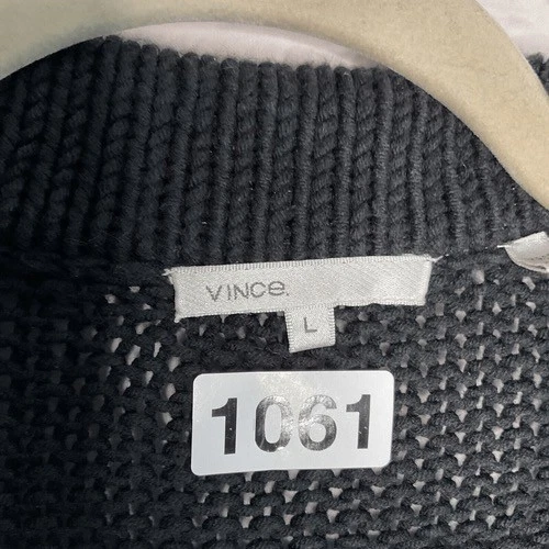 Cárdigan Vince Negro Tejido Bolsillos 3 Botones Frontal Línea Larga Mujer Talla L Foto 2 de 4