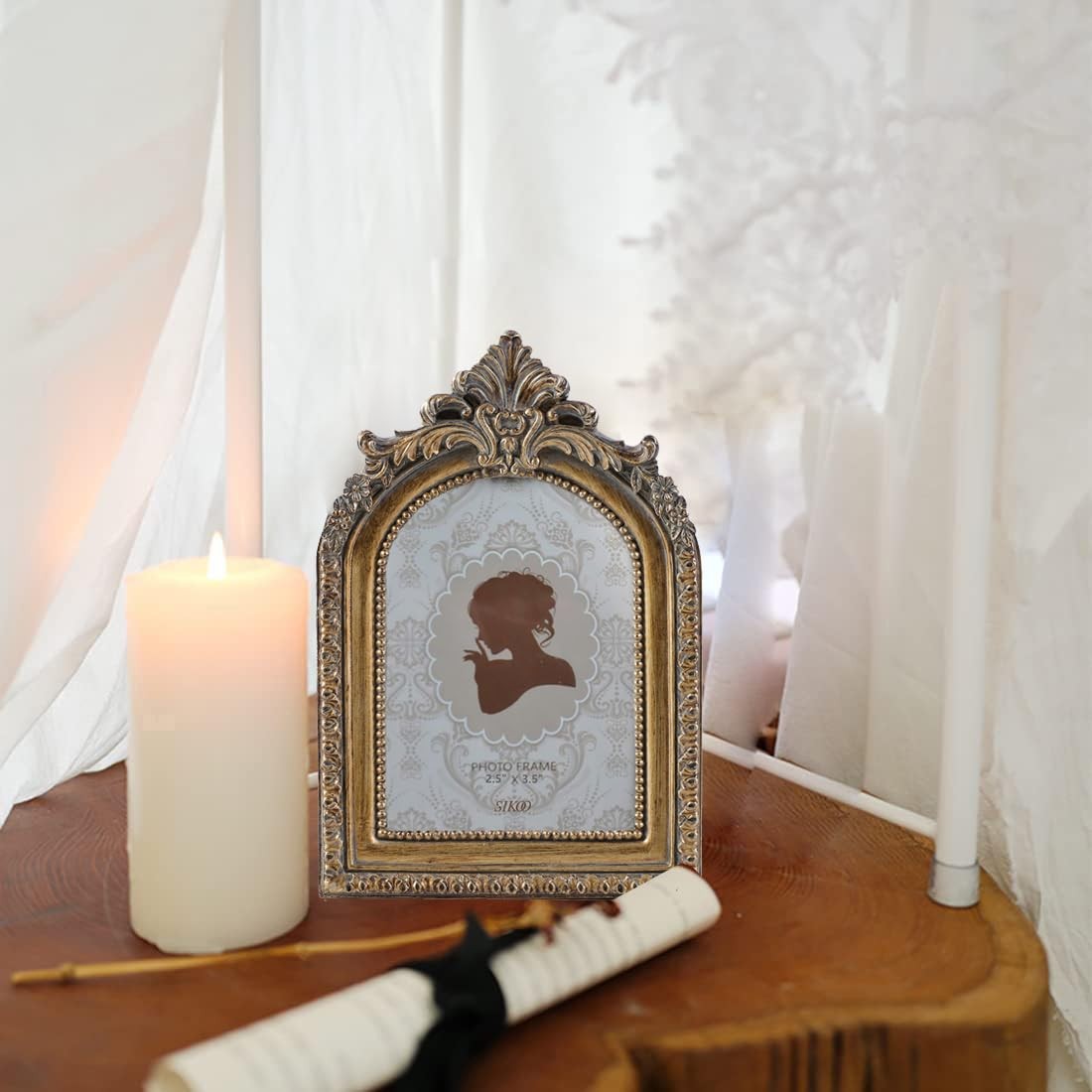 SIKOO Vintage Mini 2.5 × 3.5 Picture Frame Antique Small Ornate Table ...