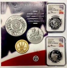 2019 AMERICAN LEGION VETERANS COIN & MEDAL SET NGC PF70💥FLAWLESS QUALITY💥FR