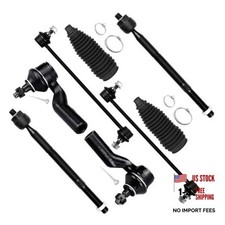 8pcs Front Suspension Kit Outer Inner Tie Rod End w/Boot Sway Bar End Link