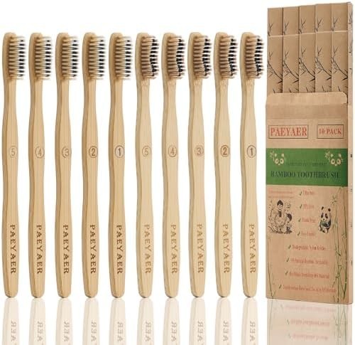 10 Pack Biodegradable Soft Medium Charcoal Bristles