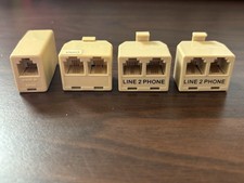 Telephone Phone Line Splitter Single Male to 2-Way Dual Female Jack Lot See Desc