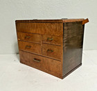 Vintage Japanese Wood 5 Drawer Sewing Box Haribako Chest Wooden Case + Ruler — photo 2