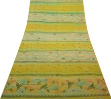 Sushila Vintage Indian Saree 100 Pure Crepe Silk Printed Floral Soft Fabric