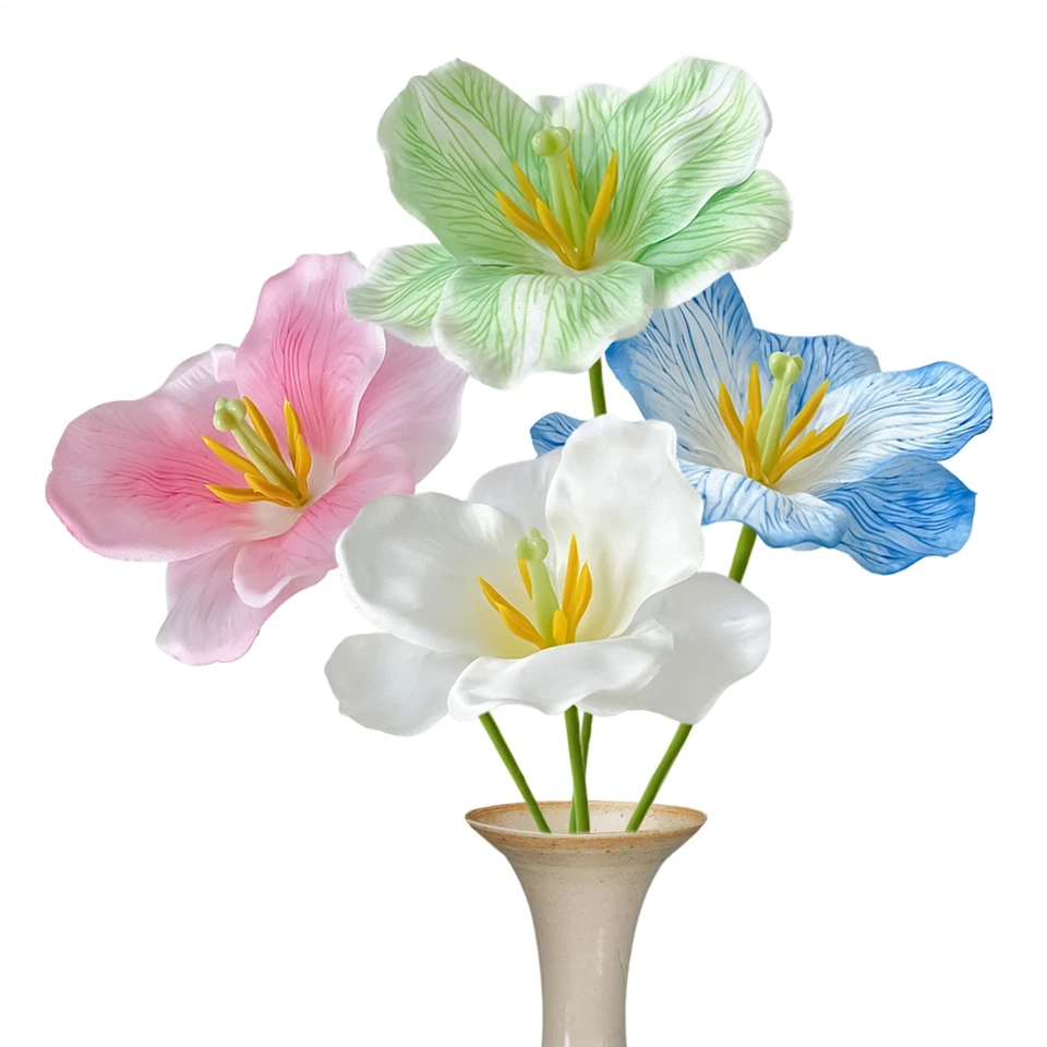 Flor de tulipán artificial con tallos individuales 2 piezas toque real seda flor falsa Foto 2 de 4