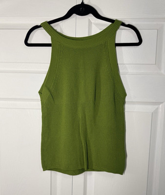 Ophelia Roe Green Knit High Neck Sleeveless Pullover Tank Top M