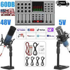 Podcast Equipment Bundle Home Studio Recording Kit Music Mixer Microphone w/ XLR