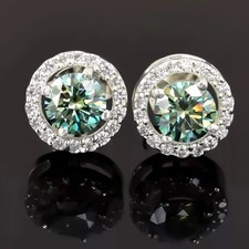 4.00 Ct Certified Blue Diamond Stud Earrings In 14k White Gold   Valentine Gift