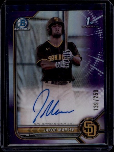 Jakob Marsee [Purple] #CDA-JME 2022 Bowman Draft Chrome Autographs card
