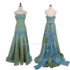 Vintage Flirt Sottero Prom Dress Maxi Gown 8 Green Y2K Corset Fairy Glam Ball