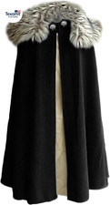 Mens Viking Cloak Fur Costume Medieval Renaissance King with Fur Cape Halloween