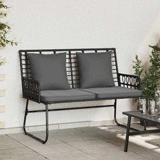 Garden Bench Black and Anthracite Poly Rattan