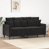 2-Sitzer Sofa Samt Schwarz 140 Cm Couch