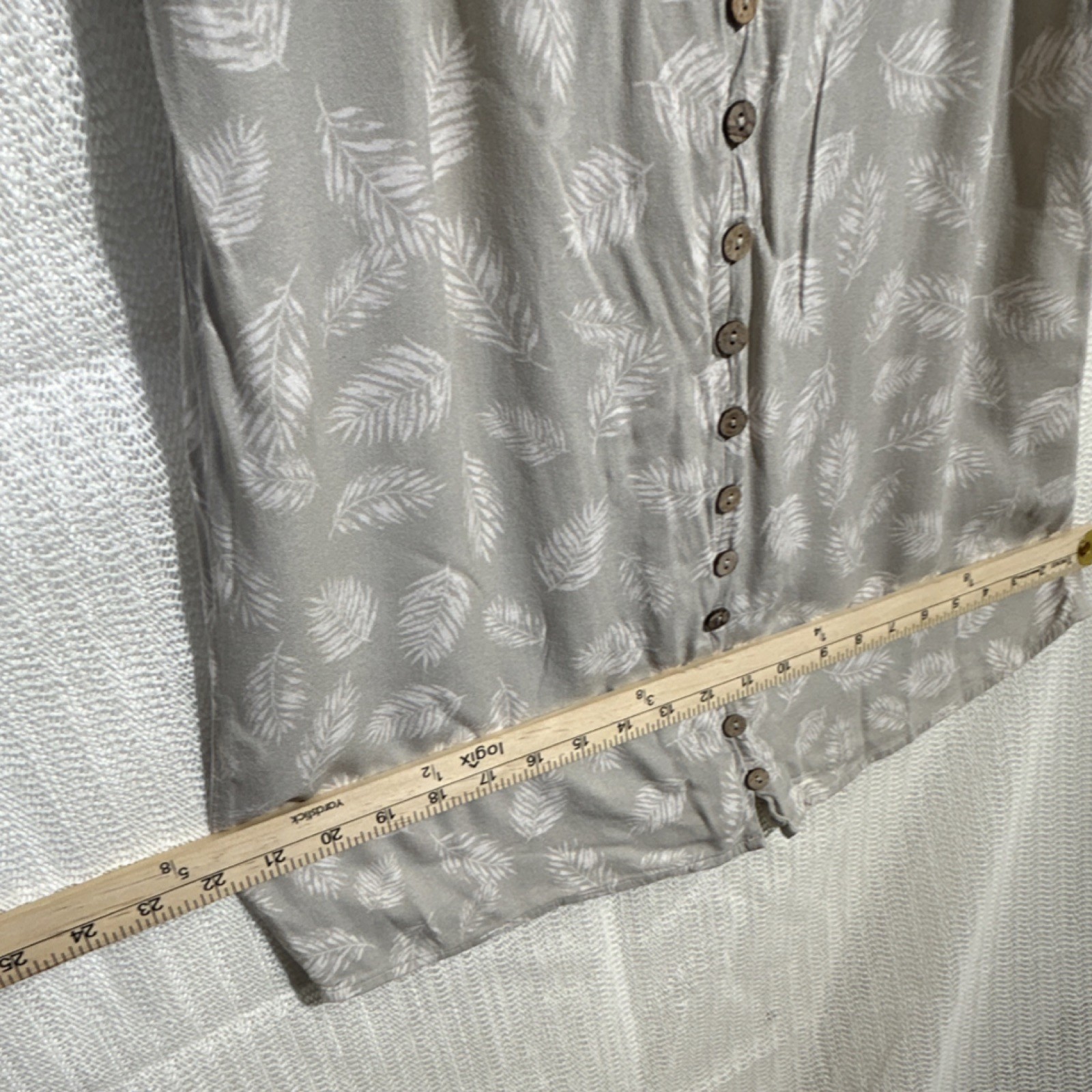 Style Rack Small Beige Leaf Print Button Front Ca… - image 8