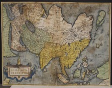 ASIAN CONTINENT 1570 ORTELIUS UNUSUAL ANTIQUE COPPER ENGRAVED MAP FIRST EDIITON