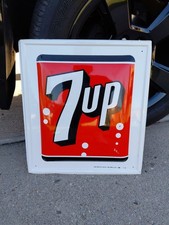 c.1962 Original Vintage 7up Sign Metal Embossed Blister New Old Stock Bubbles 