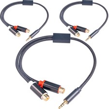 RCA 3.5mm Male to Female Adapter - 1ft 3-pack Hi-Fi Sound 1 feet, Black
