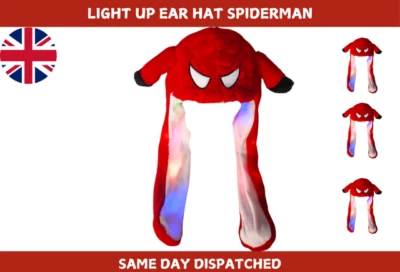 Spiderman Hat Light Up Cute Plush Plush Hat Moving Ears Colorful LED