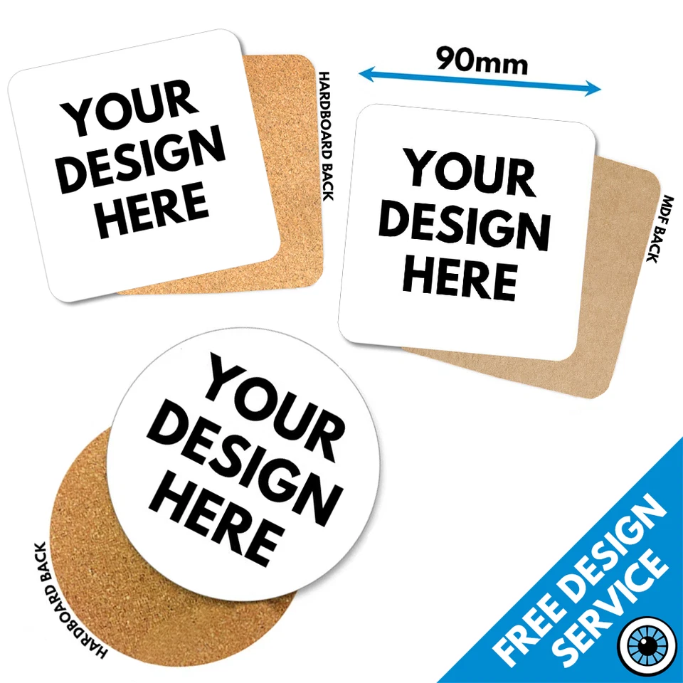 Custom Printed Coaster • Gloss Finish • Personalised Drinks Mats Coasters Photo - Image 1 of 4