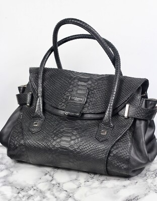 LK Bennett Shopper Tasche schwarz Kroko-Muster Leder