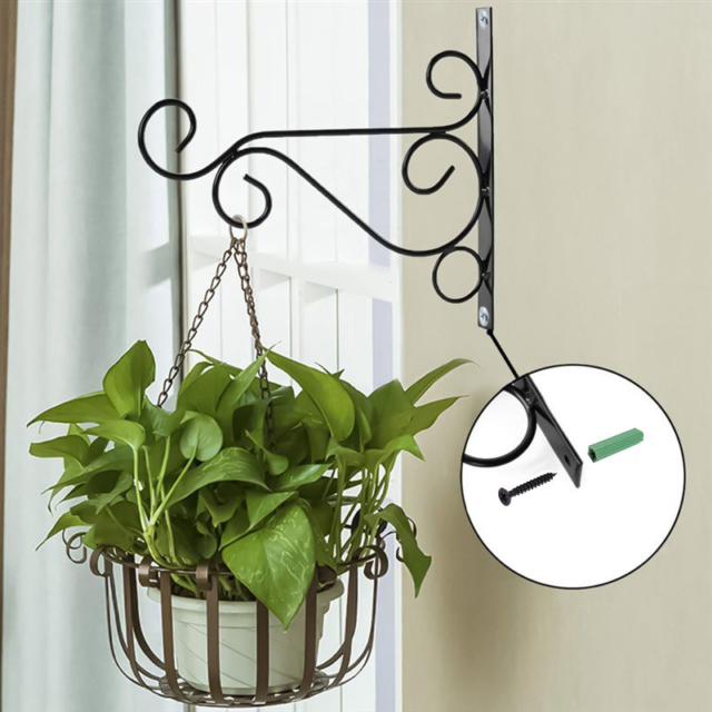 4X Heavy Duty Metal Hanging Basket Brackets Garden Flower Hanger Hook Wall Decor PY11543 4X Heavy Duty Metal Hanging Basket Brackets Garden Flower Hanger Hook Wall Decor PY11543