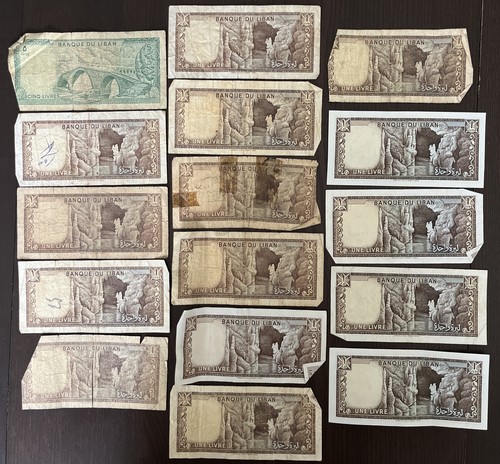 1980 1 Livre & 5 Livres Liban Lebanon SOME UNC 16 Banknotes - Picture 2 of 2