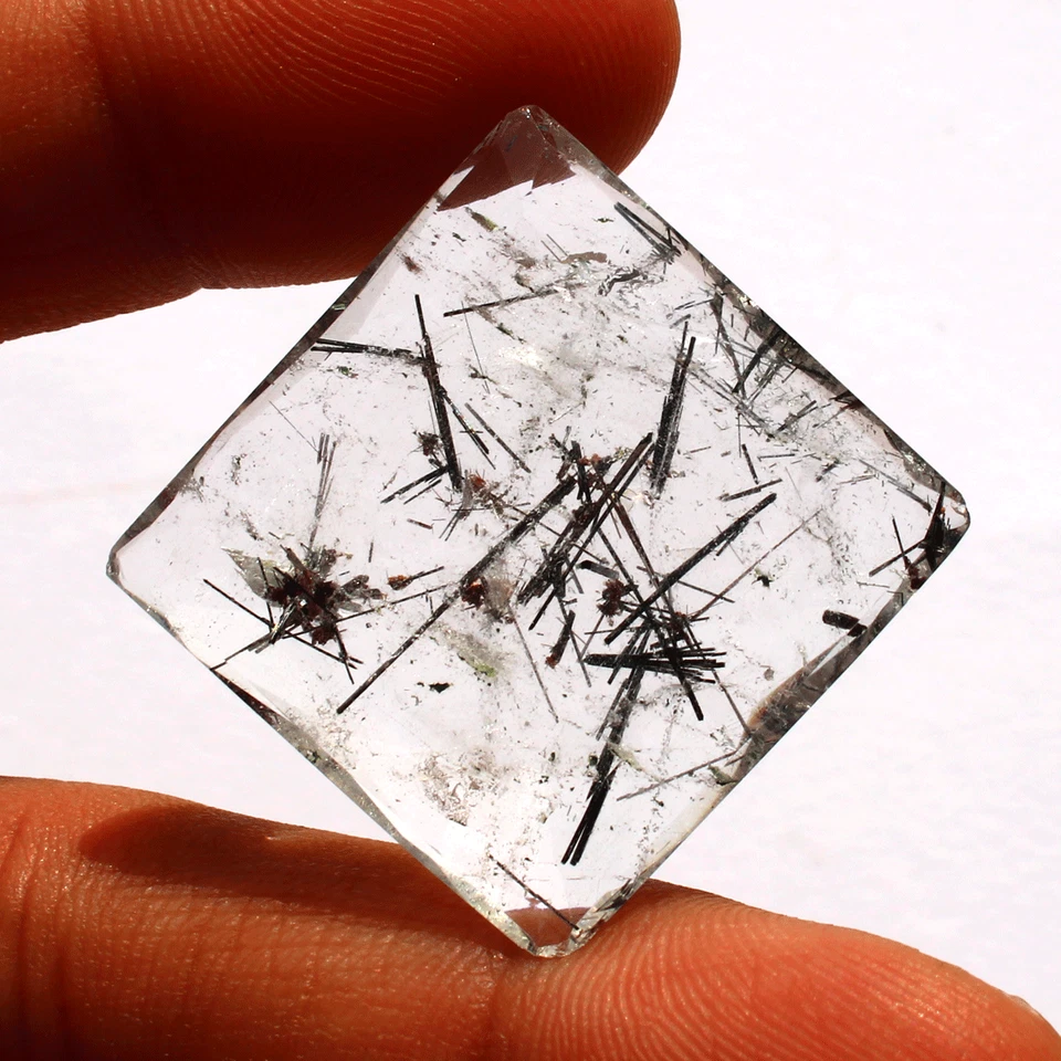 Certified 43 Cts Natural Tourmaline Rutile Quartz AAA Grade Faceted Cut Gemstone - Image 2 of 4