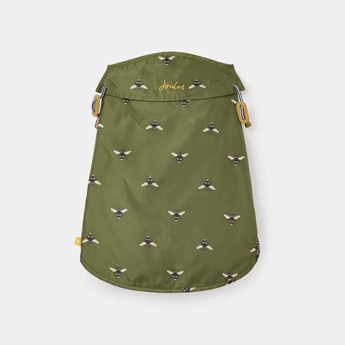 Joules Olive Bee Print Water Resistant Dog Coat Raincoat Small Medium